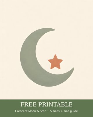 Free Crescent Moon and Star nursery print
