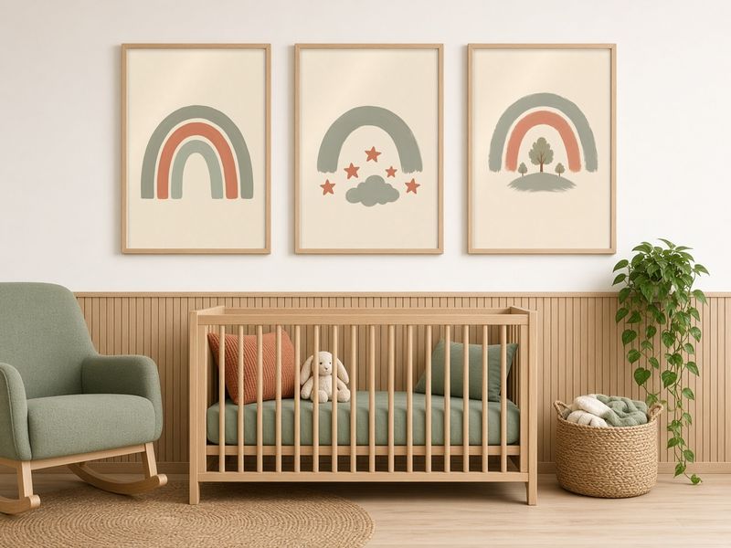 Boho Rainbow Arch Nursery Prints printable, set of 3