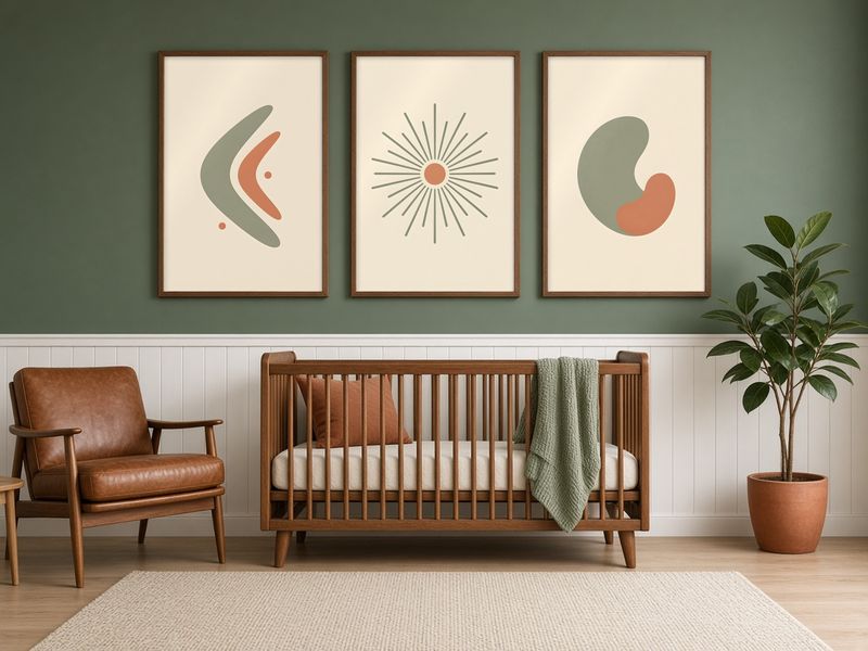 Mid Century Modern Abstract Nursery Prints printable, set of 3